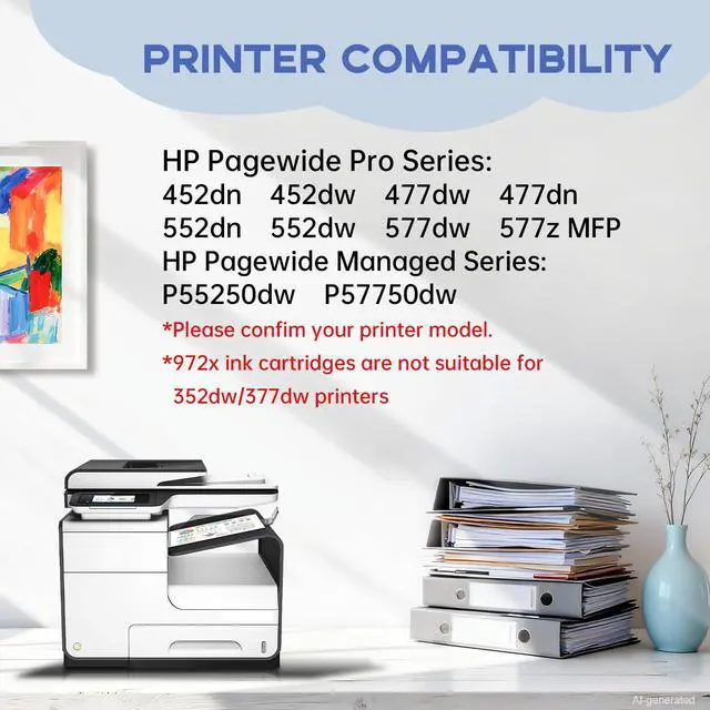 Alt view image 2 of 7 - 972X Ink Cartridges(with New Chips) fro HP 972X 972 972A | Work for PageWide Pro 452dn 452dw 477dn 477dw 552dw 552dn 577dw 577z Printer,4 Pack With Upgrade Device