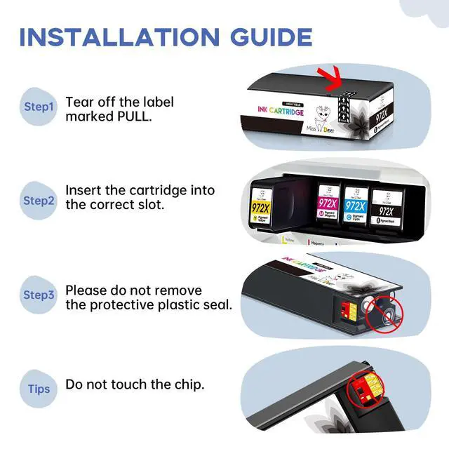 Alt view image 4 of 7 - 972X Ink Cartridges(with New Chips) fro HP 972X 972 972A | Work for PageWide Pro 452dn 452dw 477dn 477dw 552dw 552dn 577dw 577z Printer,4 Pack With Upgrade Device