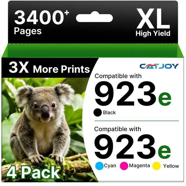 Main image of 923e 923XL 923 Ink Cartridges Combo Pack with Chip 4 Pack | for hp 923 ink cartridges for OfficeJet 8120e 8122e 8124e Pro 8135e 8138e 8139e 8130e 8132e (Black Cyan Yellow Magenta)