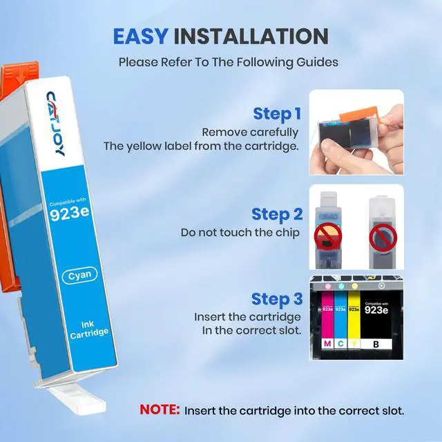 Alt view image 4 of 7 - 923e 923XL 923 Ink Cartridges Combo Pack with Chip 4 Pack | for hp 923 ink cartridges for OfficeJet 8120e 8122e 8124e Pro 8135e 8138e 8139e 8130e 8132e (Black Cyan Yellow Magenta)