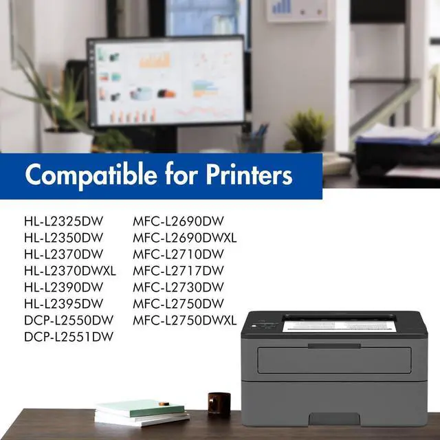Alt view image 2 of 6 - TN760 TN-760 High Yield Black 2 Pack Compatible for Brother MFC-L2710DW | Compatible for Brother TN730 TN 760 Toner Cartridge for HL-L2395DW MFC-L2750DW HL-L2370DW HL-L2390DW DCP-L2550DW HL-L2350DW