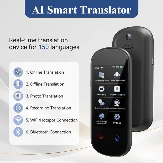 Alt view image 2 of 7 - Language Translator Device, VORMOR Two-Way AI Voice Translator for Voice/Text/Offline/Photo Translation 150+ Language Online Translation Portable Tow Way Translator Device for Business Learning Travel
