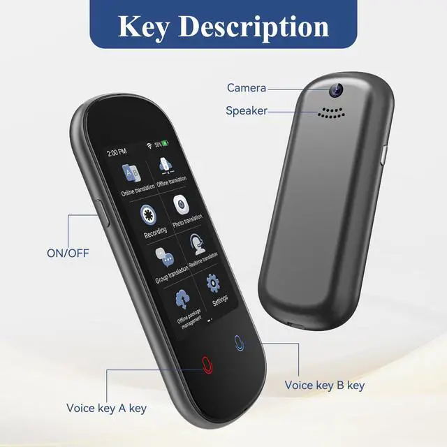 Alt view image 7 of 7 - Language Translator Device, VORMOR Two-Way AI Voice Translator for Voice/Text/Offline/Photo Translation 150+ Language Online Translation Portable Tow Way Translator Device for Business Learning Travel