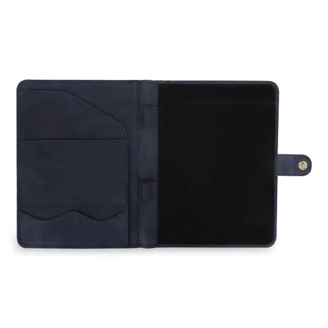 Alt view image 2 of 7 - Leather Padfolio Legal Pad Portfolio Organizer | Handmade Executive Notebook Binder | Heavy Duty Full Grain Cow Hide Resume Interview Folio for Men Women, Rustic NoteBook Folder (Blue)