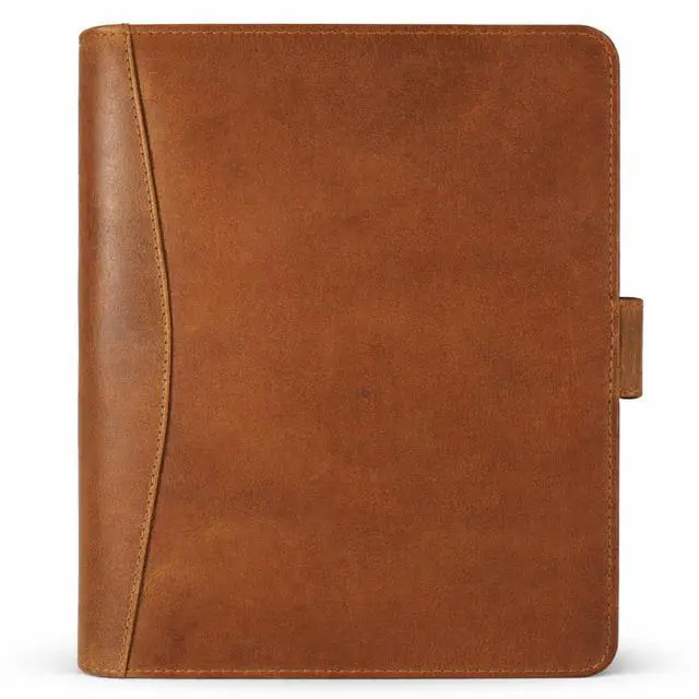 Alt view image 2 of 7 - Leather Padfolio Legal Pad Portfolio Organizer | Handmade Executive Notebook Binder | Heavy Duty Full Grain Cow Hide Resume Interview Folio for Men Women, Rustic NoteBook Folder (Cognac Tan)