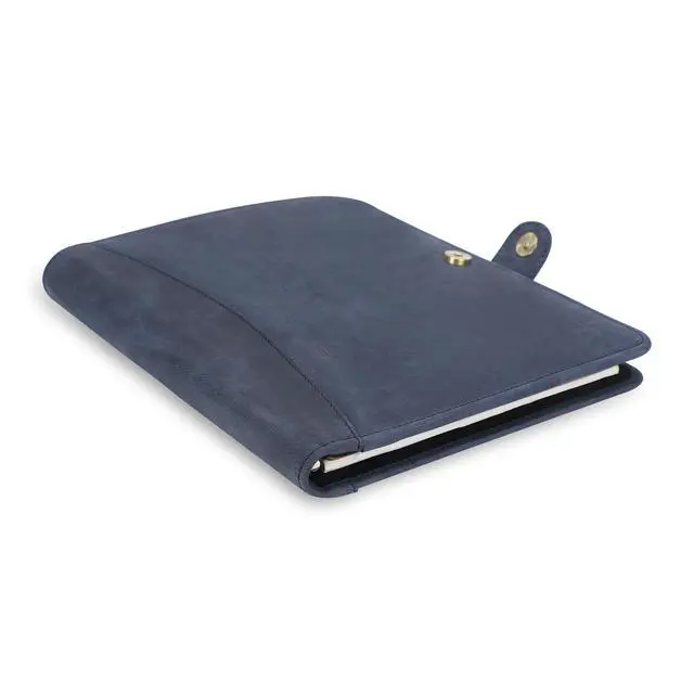 Alt view image 7 of 7 - Leather Padfolio Legal Pad Portfolio Organizer | Handmade Executive Notebook Binder | Heavy Duty Full Grain Cow Hide Resume Interview Folio for Men Women, Rustic NoteBook Folder (Blue)