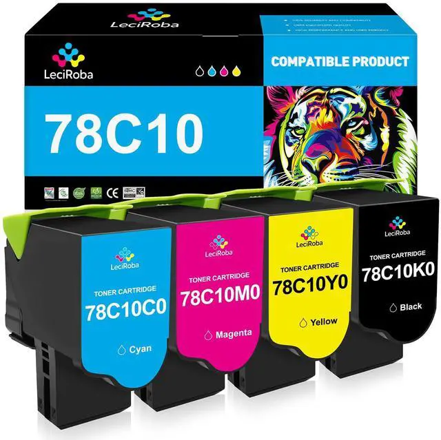 Main image of Replacement for Lexmark 78C10K0 78C10C0 78C10M0 78C10Y0 78C10 Toner Cartridge for Lexmark CS421dn CS521dn CS622 CS622de CX421adn CX522 CX522ade CX622ade CX625ade CX625adhe Printer (4-Pack)