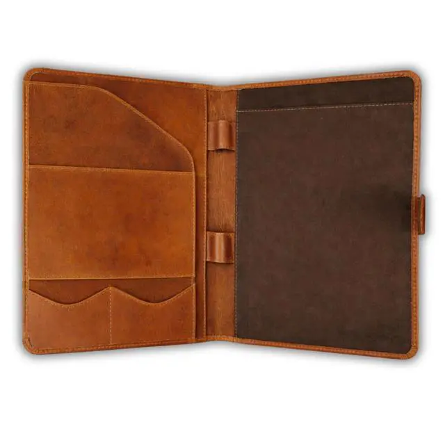 Alt view image 3 of 7 - Leather Padfolio Legal Pad Portfolio Organizer | Handmade Executive Notebook Binder | Heavy Duty Full Grain Cow Hide Resume Interview Folio for Men Women, Rustic NoteBook Folder (Cognac Tan)