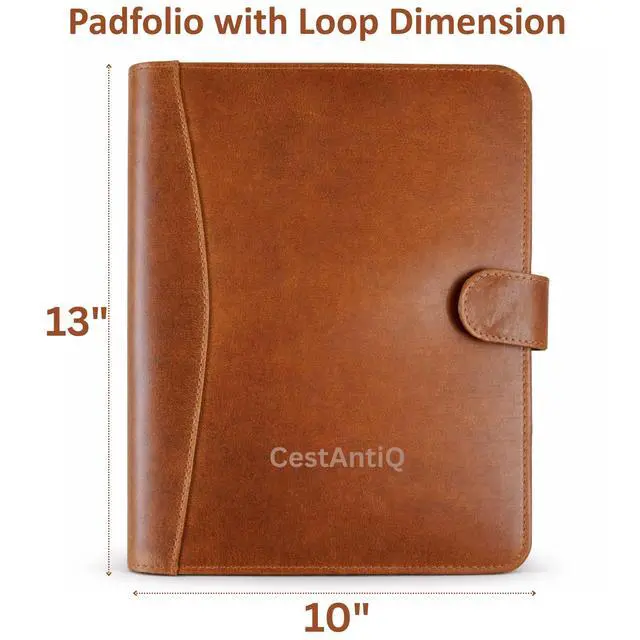 Alt view image 5 of 7 - Leather Padfolio Legal Pad Portfolio Organizer | Handmade Executive Notebook Binder | Heavy Duty Full Grain Cow Hide Resume Interview Folio for Men Women, Rustic NoteBook Folder (Cognac Tan)