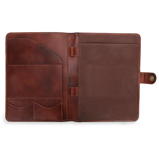 Alt view image 2 of 7 - Leather Padfolio Legal Pad Portfolio Organizer | Handmade Executive Notebook Binder | Heavy Duty Full Grain Cow Hide Resume Interview Folio for Men Women, Rustic NoteBook Folder (Wine)