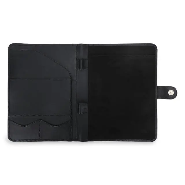 Alt view image 2 of 7 - Leather Padfolio Legal Pad Portfolio Organizer | Handmade Executive Notebook Binder | Heavy Duty Full Grain Cow Hide Resume Interview Folio for Men Women, Rustic NoteBook Folder (Black)