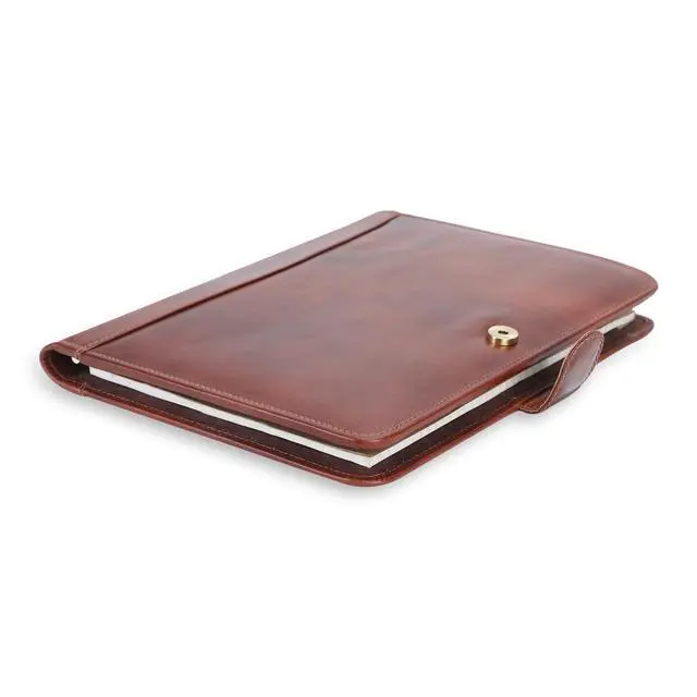 Alt view image 6 of 7 - Leather Padfolio Legal Pad Portfolio Organizer | Handmade Executive Notebook Binder | Heavy Duty Full Grain Cow Hide Resume Interview Folio for Men Women, Rustic NoteBook Folder (Wine)