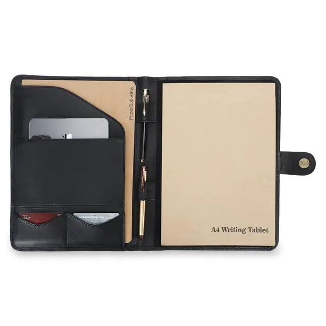 Alt view image 3 of 7 - Leather Padfolio Legal Pad Portfolio Organizer | Handmade Executive Notebook Binder | Heavy Duty Full Grain Cow Hide Resume Interview Folio for Men Women, Rustic NoteBook Folder (Black)