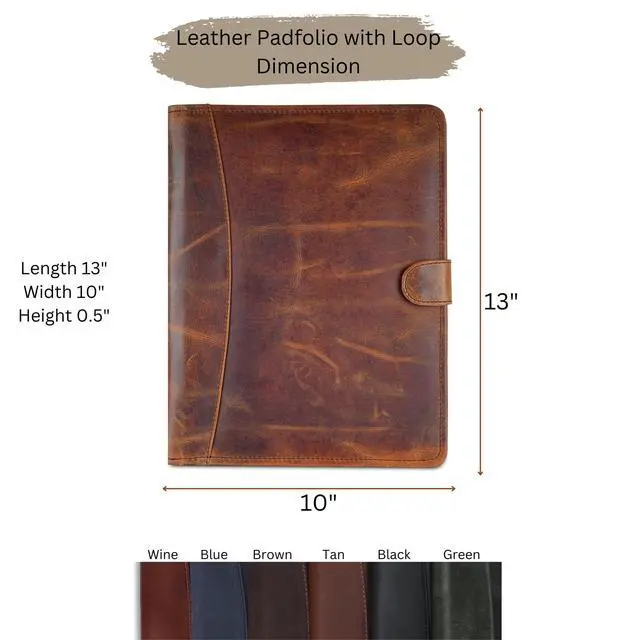 Alt view image 5 of 7 - Leather Padfolio Legal Pad Portfolio Organizer | Handmade Executive Notebook Binder | Heavy Duty Full Grain Cow Hide Resume Interview Folio for Men Women, Rustic NoteBook Folder (Blue)