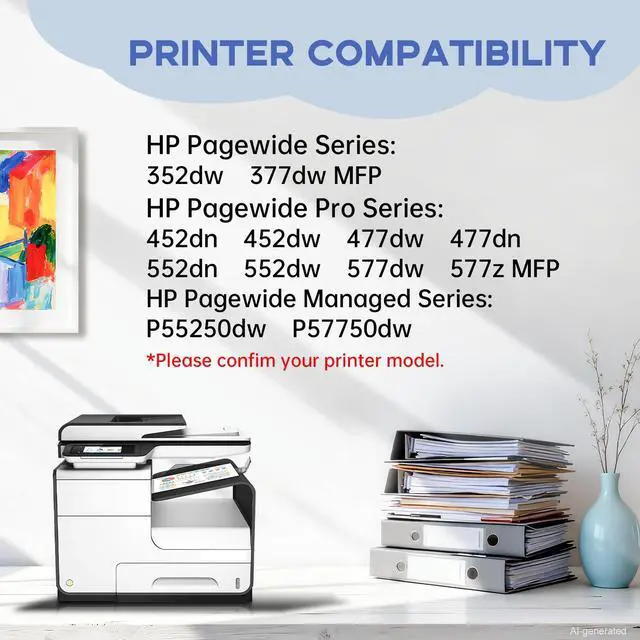 Alt view image 2 of 7 - 972A Ink Cartridges(with New Chip) Compatible for HP 972A 972 | Work for PageWide Pro MFP 352dw 377dw 477dw 477dn 577dw 577z 452dw 452dn 552dw P55250dw,4 Pack with Upgrade Device