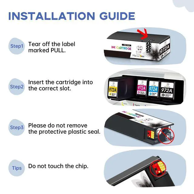 Alt view image 4 of 7 - 972A Ink Cartridges(with New Chip) Compatible for HP 972A 972 | Work for PageWide Pro MFP 352dw 377dw 477dw 477dn 577dw 577z 452dw 452dn 552dw P55250dw,4 Pack with Upgrade Device