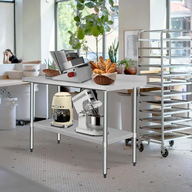 Alt view image 2 of 7 - HARDURA Stainless Steel Table with Backsplash Metel Prep Table Commercial Kitchen Workbench 24x60 Inches NSF