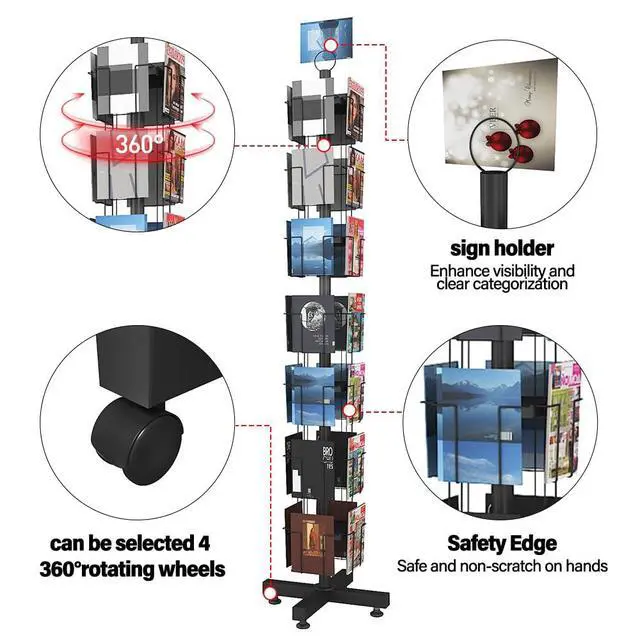 Alt view image 2 of 6 - 28 Pockets Countertop Rotating Greeting Card Rack, 7 Tier magazine Display Stand Rotating magazine rack for Postcards, Brochures, and Greeting Card (28 Pockets)