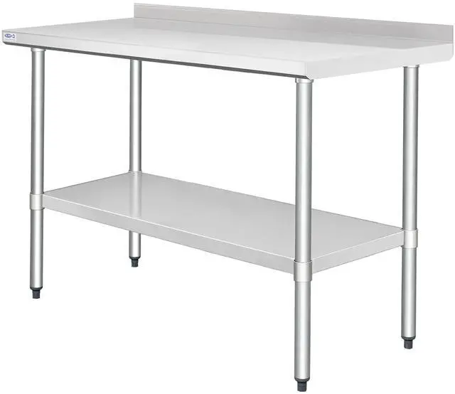 Main image of HARDURA Stainless Steel Table with Backsplash Metel Prep Table Commercial Kitchen Workbench 24x60 Inches NSF