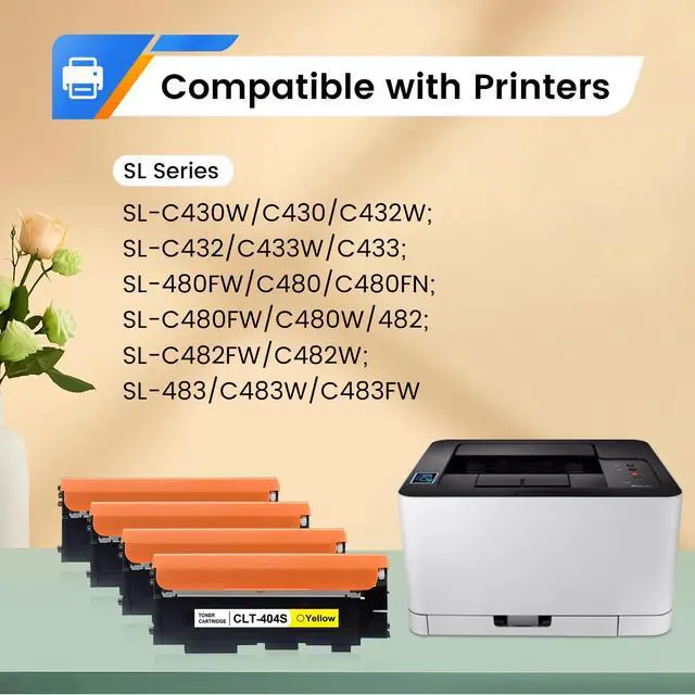 Alt view image 2 of 7 - CLT-404S Toner Cartridges BK C M Y Replacement for Samsung 404S CLT-K404S CLT-C404S CLT-M404S CLT-Y404S Toner Compatible for C480FW C430W SL-C430W SL-C480FW SL-C480FN C480 SL-C482FW C483FW Printer