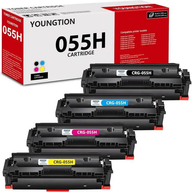 Main image of High-Yield 055H Toner Cartridges 4-Pack(BK/C/M/Y) Compatible MF743cdw Toner | Replacement for Canon 055H Toner Cartridge Set for Color imageCLASS MF741Cdw MF743Cdw MF745Cdw MF746Cdw LBP664Cdw Printer