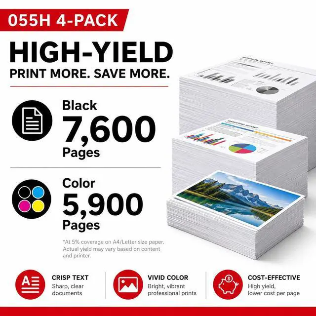 Alt view image 3 of 7 - High-Yield 055H Toner Cartridges 4-Pack(BK/C/M/Y) Compatible MF743cdw Toner | Replacement for Canon 055H Toner Cartridge Set for Color imageCLASS MF741Cdw MF743Cdw MF745Cdw MF746Cdw LBP664Cdw Printer