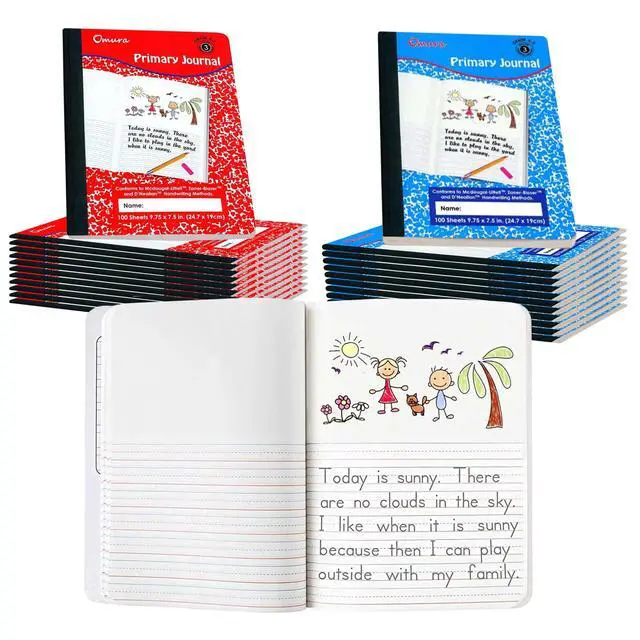 Alt view image 3 of 6 - 24 Pack Primary Journal Grades K-2 Half Page Ruled Composition Notebook I 200 Pages (100 Sheets) / Primary Writing Journal I Back to School Supplies I Primary Composition Notebook for Preschool Kids