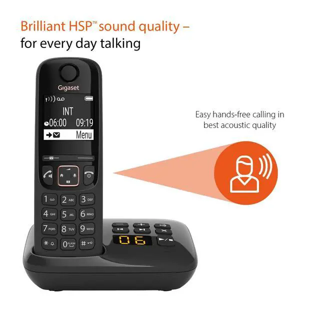 Alt view image 2 of 7 - A694A Duo - Two Cordless Phones - Made in Germany - Answering Machine - Caller ID - high Contrast Display - Brilliant Voice Quality HSP - Long Standby time 180 Hours, Black