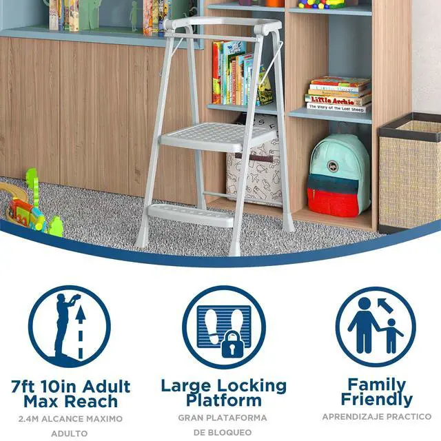 Alt view image 5 of 6 - 2-Step Kitchen Stepper Adult Folding Step Stool, Kids Folding (Steel/Resin)