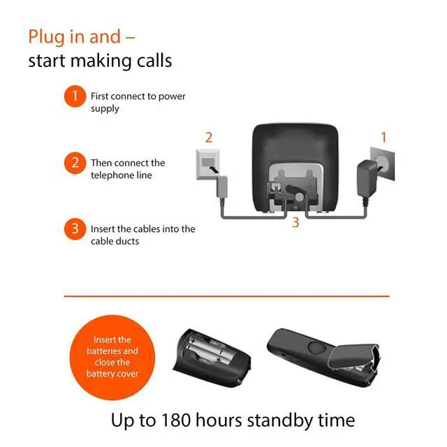 Alt view image 5 of 7 - A694A Duo - Two Cordless Phones - Made in Germany - Answering Machine - Caller ID - high Contrast Display - Brilliant Voice Quality HSP - Long Standby time 180 Hours, Black