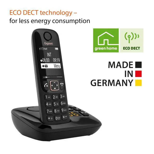Alt view image 6 of 7 - A694A Duo - Two Cordless Phones - Made in Germany - Answering Machine - Caller ID - high Contrast Display - Brilliant Voice Quality HSP - Long Standby time 180 Hours, Black