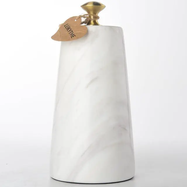 Main image of Decorative Door Stoppers, Solid Marble Heavy Duty Door Stops Indoor or Outdoor, Natural Stone Modern Door Stop with Brass Handle, Decor Doorstop Wedge Holder, Weighted Bookends