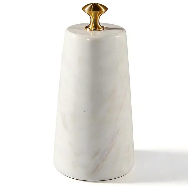 Alt view image 7 of 7 - Decorative Door Stoppers, Solid Marble Heavy Duty Door Stops Indoor or Outdoor, Natural Stone Modern Door Stop with Brass Handle, Decor Doorstop Wedge Holder, Weighted Bookends