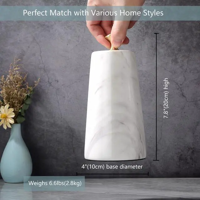 Alt view image 3 of 7 - Decorative Door Stoppers, Solid Marble Heavy Duty Door Stops Indoor or Outdoor, Natural Stone Modern Door Stop with Brass Handle, Decor Doorstop Wedge Holder, Weighted Bookends