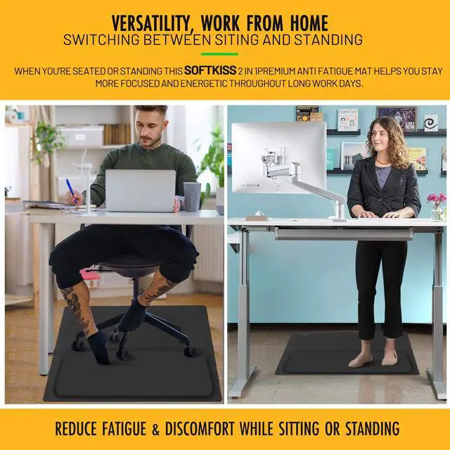Alt view image 5 of 7 - Anti-Fatigue Standing Office Chair Mat for Hardwood Floor with Cushioned Foam Foot Support, 48 x 36 Desk Chair mat, Scratch Resistant and Waterproof Anti-Slip Surface, Soft Ergonomic Cushion