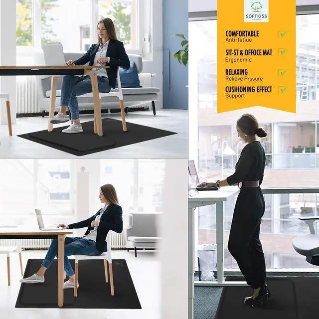 Alt view image 6 of 7 - Anti-Fatigue Standing Office Chair Mat for Hardwood Floor with Cushioned Foam Foot Support, 48 x 36 Desk Chair mat, Scratch Resistant and Waterproof Anti-Slip Surface, Soft Ergonomic Cushion