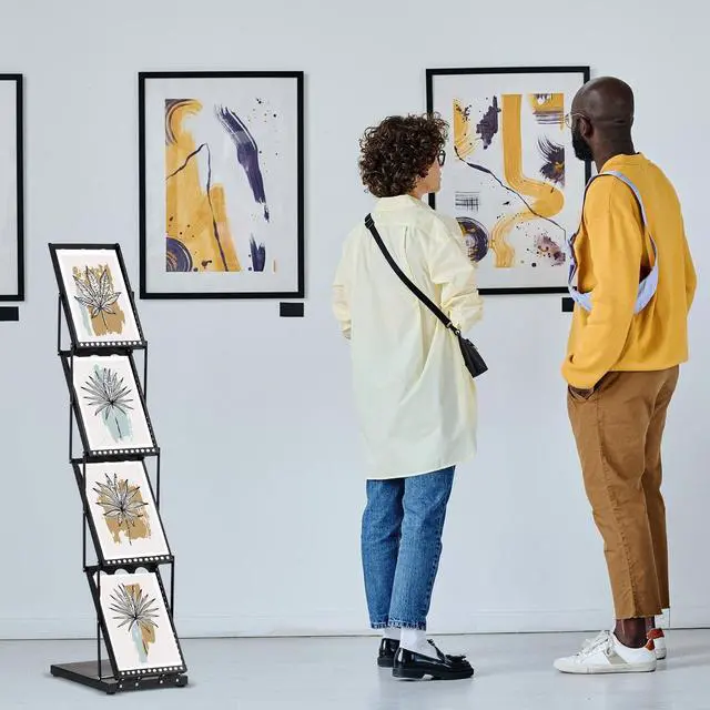 Alt view image 6 of 6 - 1 Piece Foldable Magazine Rack Metal Catalog Literature Rack Portable 4 Pockets with Carrying Bag Brochure Stand Literature Display Holder Stand for Exhibition Trade Show