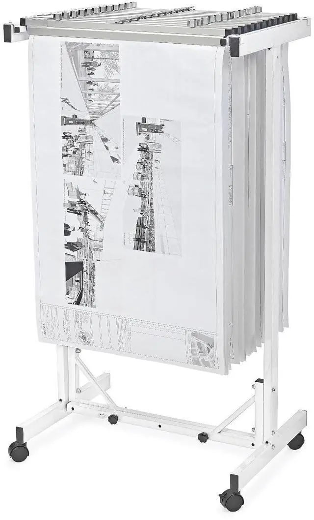 Main image of Adir Mobile Blueprint Storage Rack - Adjustable Mobile Blueprint Holder, Vertical Architect Drawing Rack with Wheels, Poster Display, Construction Plans Holder (Without Blueprint Clamps)
