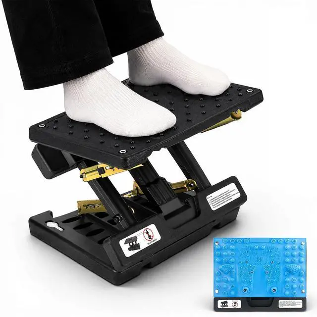 Main image of Footrest Under DeskHeight Adjustable footrest with Reflexology Pad | Foldable Ergonomic Foot Stool for Muscle Tension Relief, Suitable for Office, Home & All-Season Use(Blue)