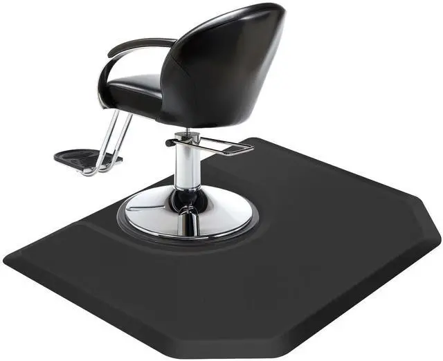 Main image of 4'x5' Salon Floor Mat, Anti Fatigue,Black | Barber Shop Chair Mat for Circle Chair Base Hair Stylist Beauty Floor Mats Thick Polygon Office Floor Mat for Salon & Barber