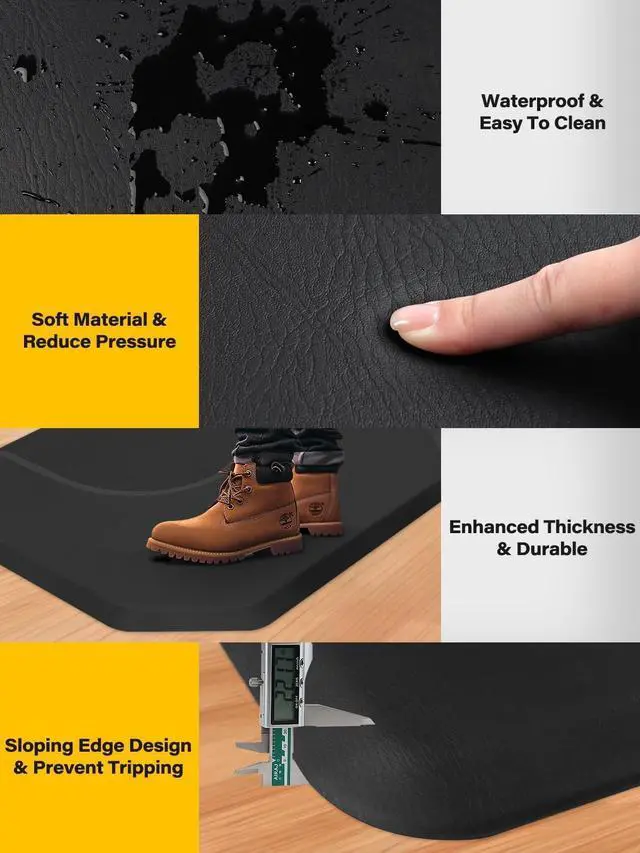 Alt view image 4 of 7 - 4'x5' Salon Floor Mat, Anti Fatigue,Black | Barber Shop Chair Mat for Circle Chair Base Hair Stylist Beauty Floor Mats Thick Polygon Office Floor Mat for Salon & Barber