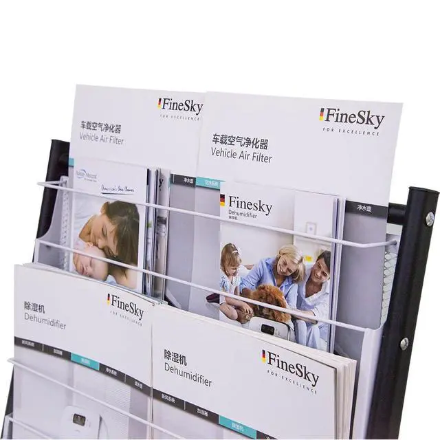 Alt view image 3 of 6 - floor standing Brochure Display Stand with 4 wheels and 6 layers for reception rooms or offices magazine display stand (52'X18.7'X15.7')