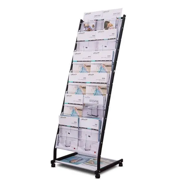Alt view image 4 of 6 - floor standing Brochure Display Stand with 4 wheels and 6 layers for reception rooms or offices magazine display stand (52'X18.7'X15.7')