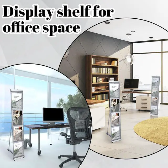 Alt view image 5 of 6 - 2 Pcs Mesh Literature Stand Magazine Display Rack with 4 Pocket, Portable Roll up Foldable Trade Show Display with Carrying Bag, Lightweight Magazine Rack Floor Standing for Exhibition Office