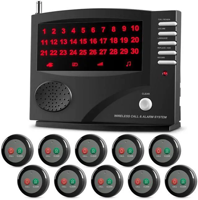 Main image of Wireless Nurse Call System with 10 Call Buttons | Cancel active calls at the same call point without returning to the monitoring unit