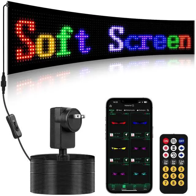 Main image of 35"*8" Flexible Advertising LED Sign with 21-Key Remote and APP Control,Custom Animations, Patterns & Text,for Store,Hotel,School,Bar
