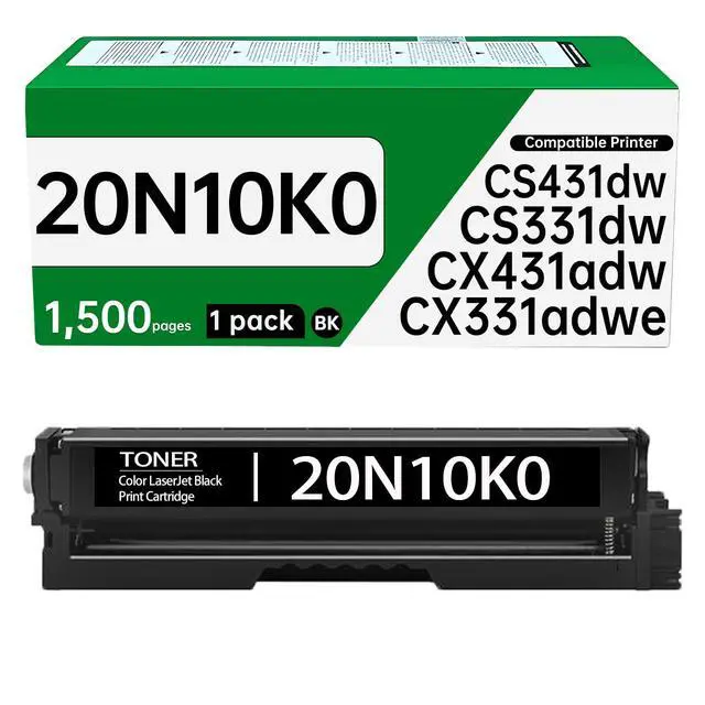 Main image of 20N10K0 20N10 Black Toner Cartridge with Chip | Compatible with Lexmark CS331dw CS431dw CX331adwe CX431adw Printers - 20N10K0 Black Toner (1-Pack, 1,500 Pages)