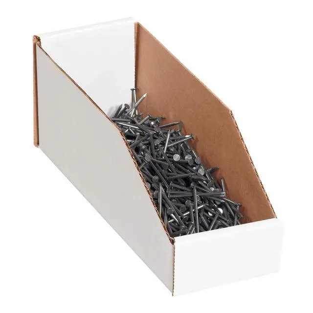 Alt view image 3 of 4 - Corrugated Cardboard Storage Bins, 6"x 24"x 4 1/2", White, Pack of 50, for Warehouse, Garage and Home Organization
