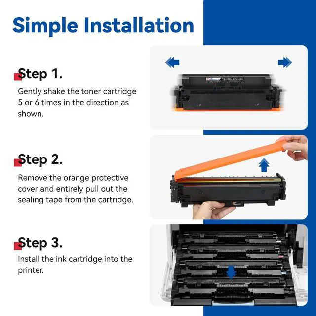 Alt view image 4 of 6 - 055 055H Toner Cartridge Set 4 Pack Replacement for Canon 055 | Compatible for Color ImageCLASS MF740C LBP660C Series MF743Cdw MF741Cdw MF745Cdw MF746Cdw LBP664Cdw Printer Display Ink Level