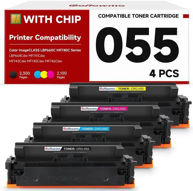 Main image of 055 055H Toner Cartridge Set 4 Pack Replacement for Canon 055 | Compatible for Color ImageCLASS MF740C LBP660C Series MF743Cdw MF741Cdw MF745Cdw MF746Cdw LBP664Cdw Printer Display Ink Level